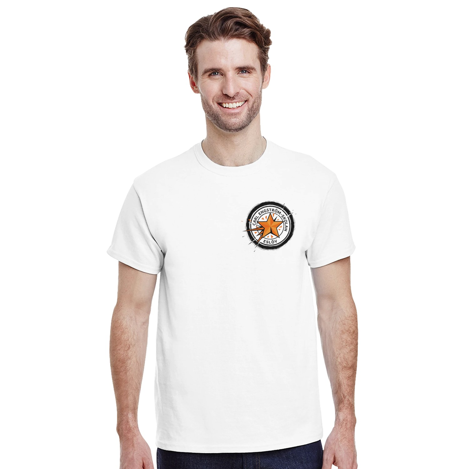 Carl Engström T-shirt närbild tryck